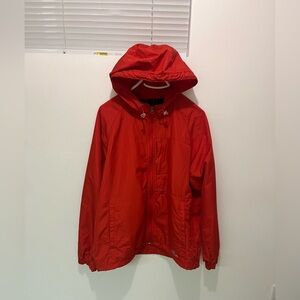 Eddie Bauer Orange-Red Full Zip Hooded Windbreaker Jacket - M
